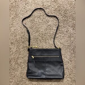 Fossil Black Crossbody Bag with Gold Accents